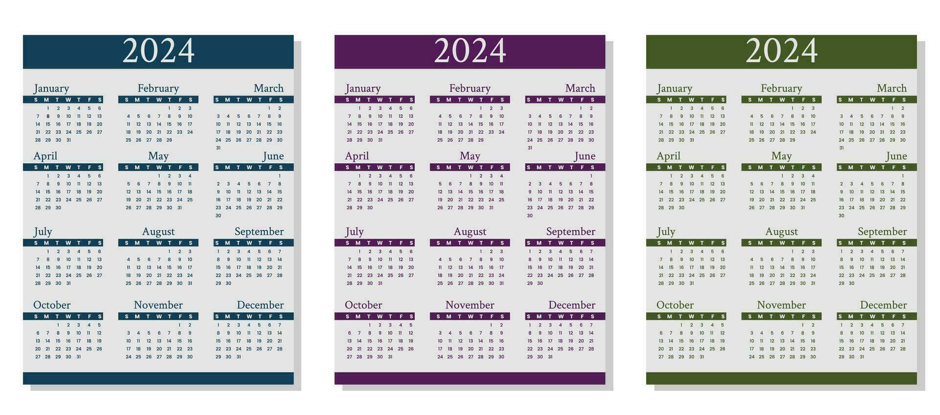 2024 Monthly Calendar Template vector