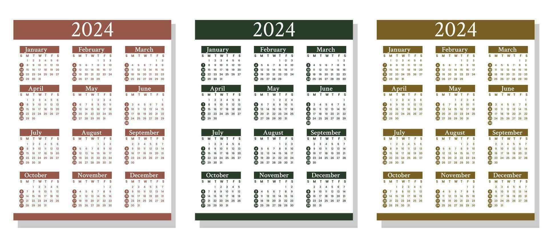 2024 Monthly Calendar Template vector