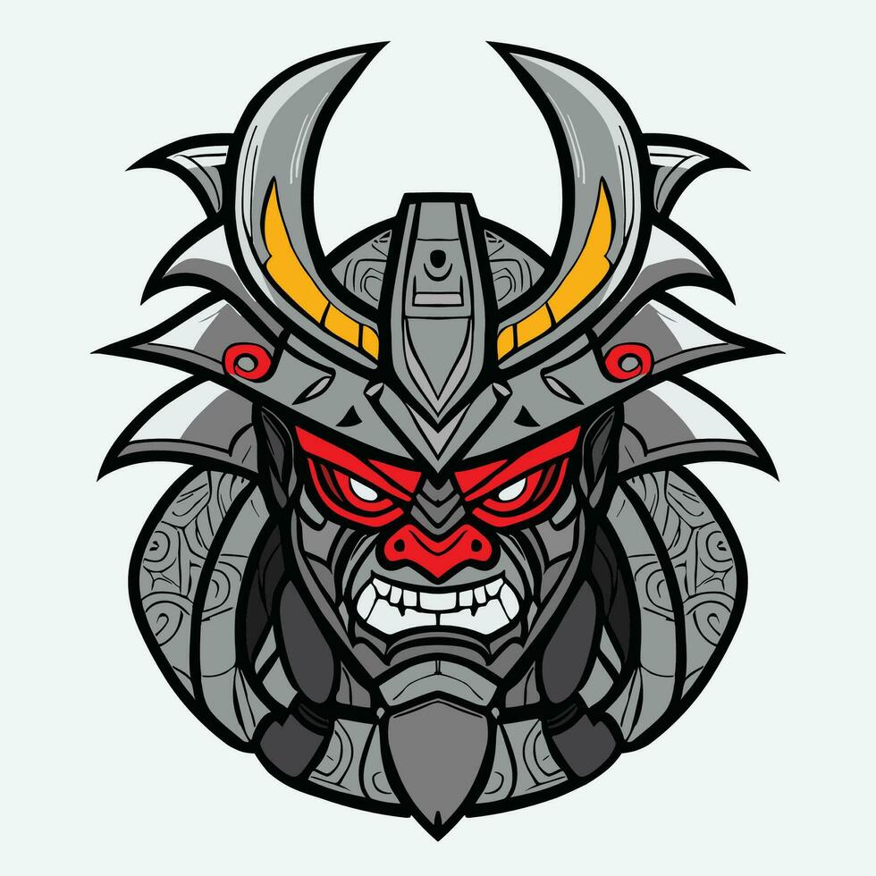 Samurai warrior esport mascot logo design. Vector Illustration