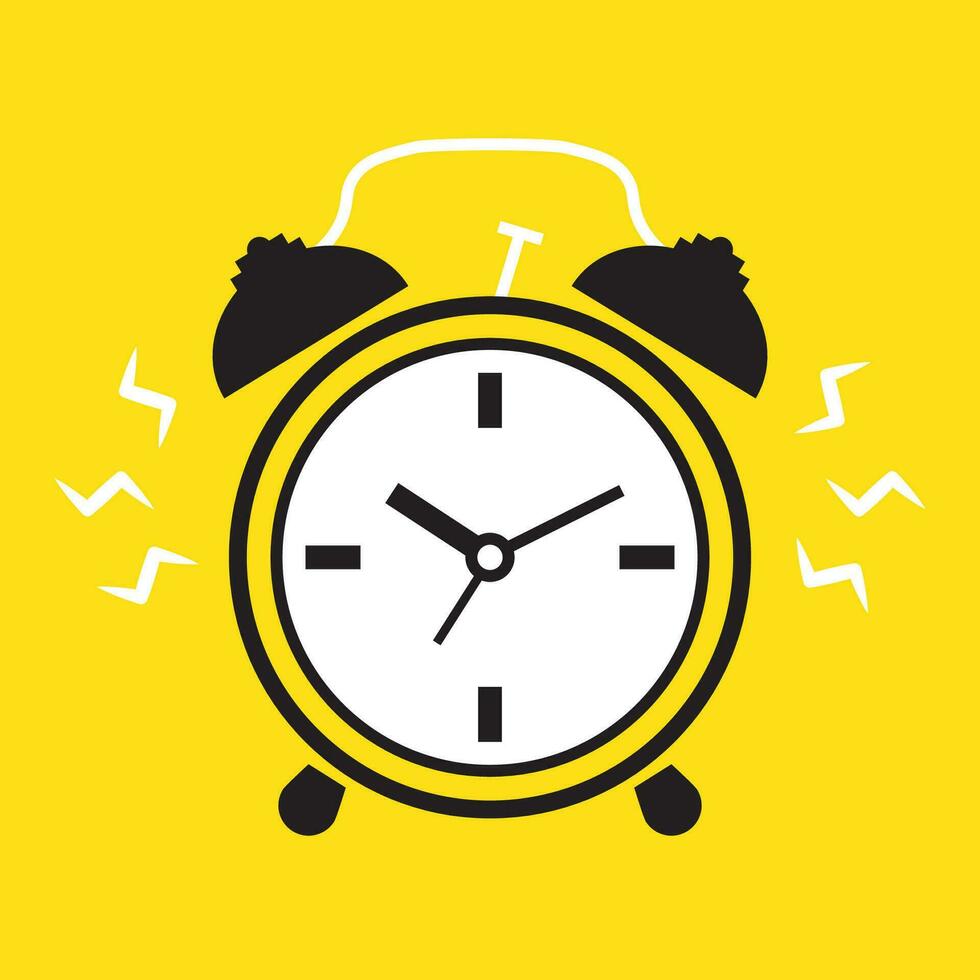 alarm clock time on a yellow background diagram cartoon style icon isolated vector illustration