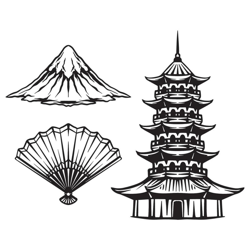 Japan elements set vector