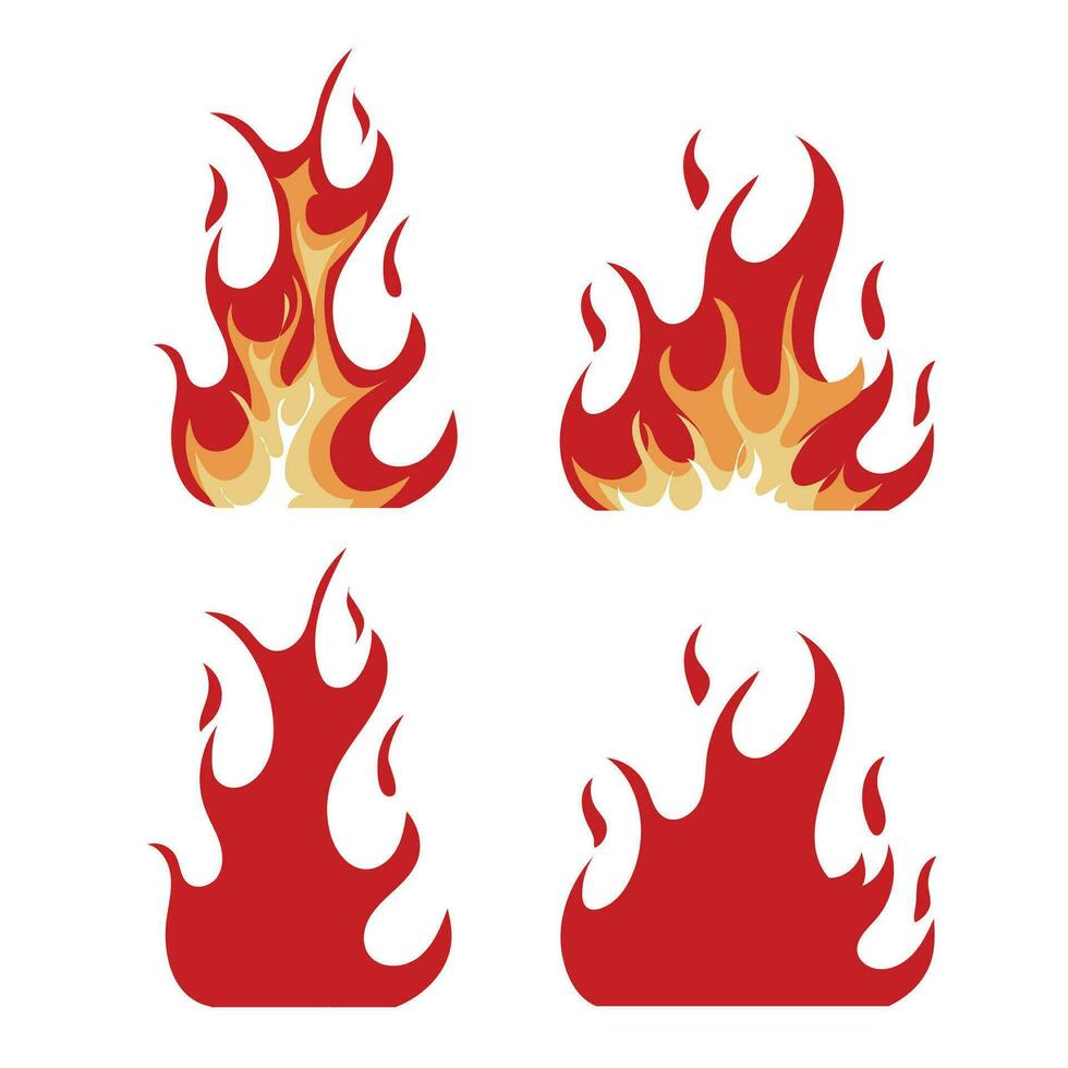 Flame flat vector illustration set