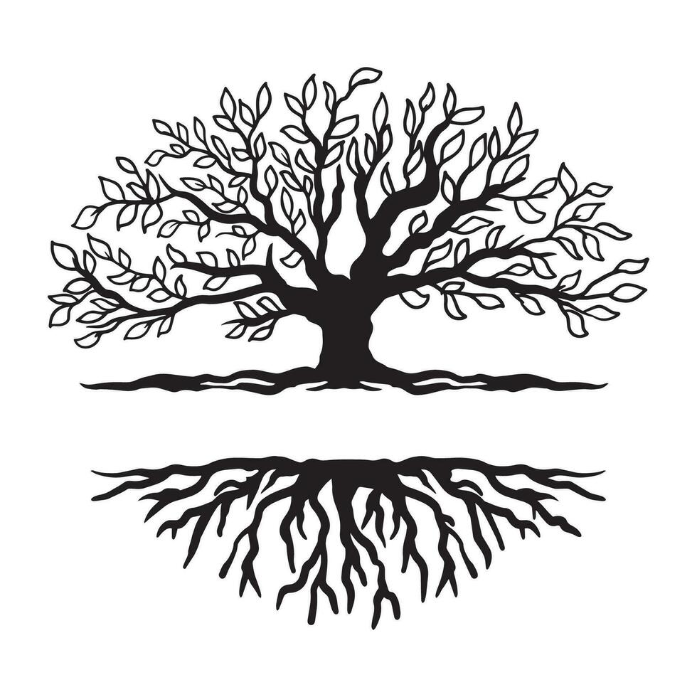 Family tree vector black silhoutte