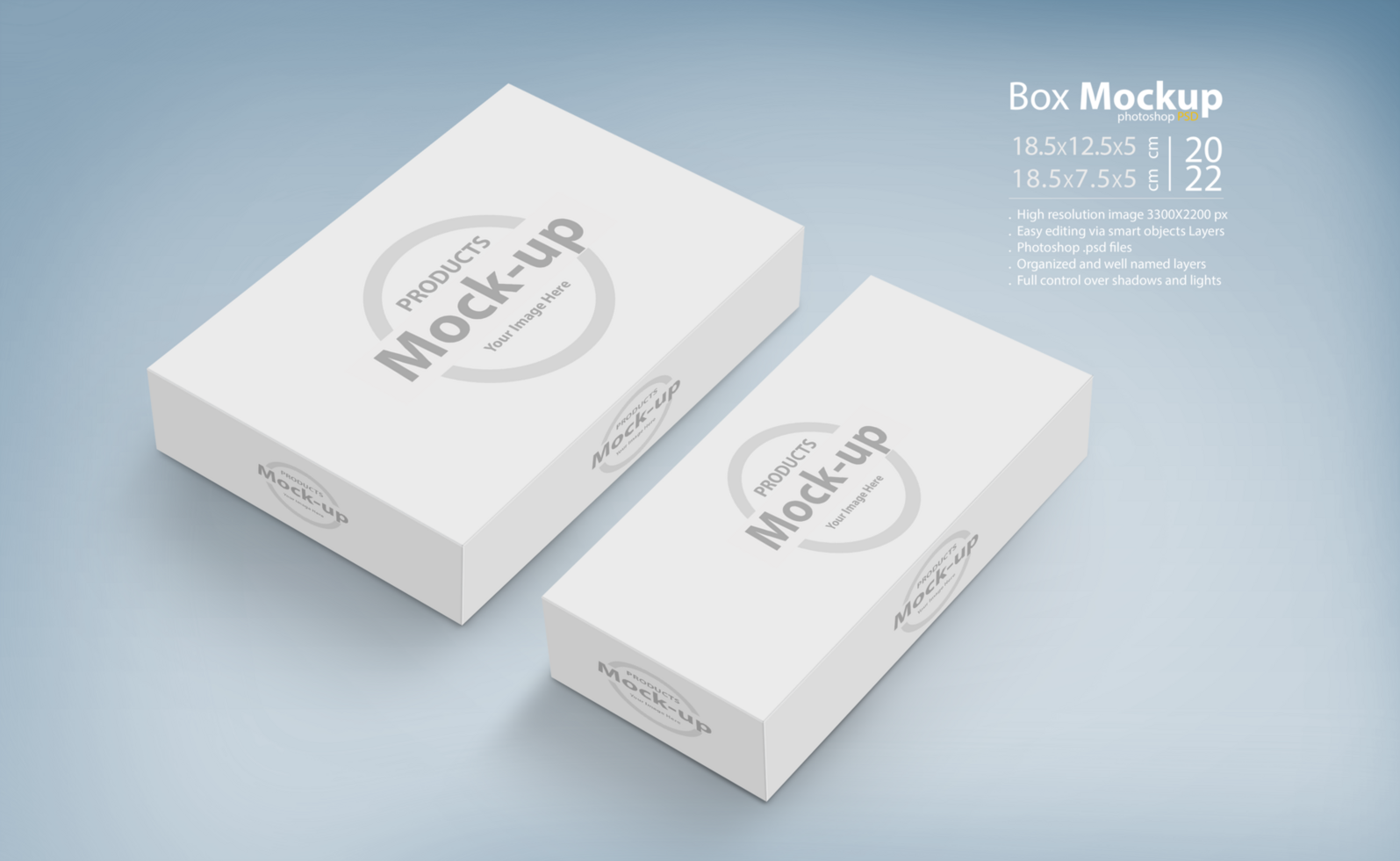 3D white boxes on ground psd