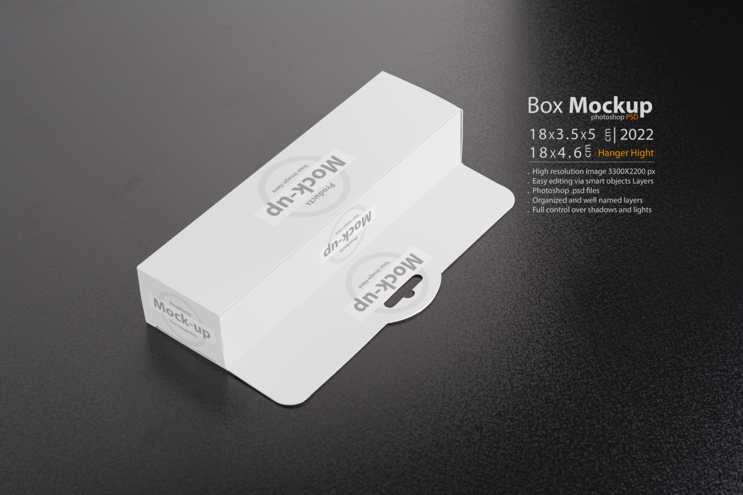 Rectangular box package mockup with hanger psd