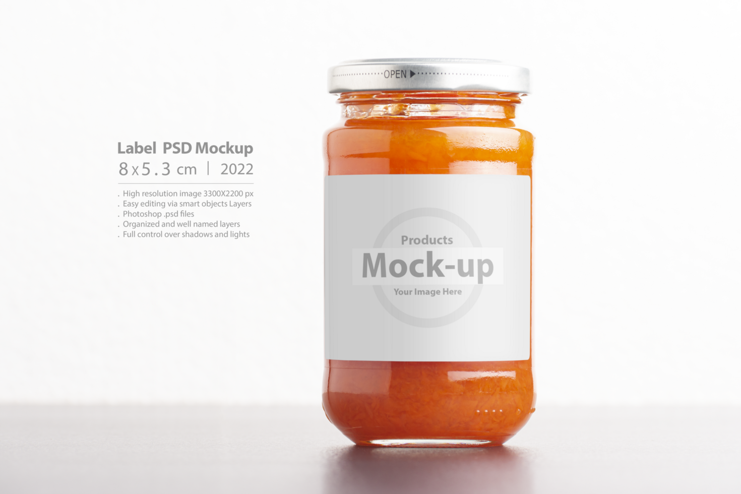 Juicy homemade carrot jam in glass jars on a white background psd