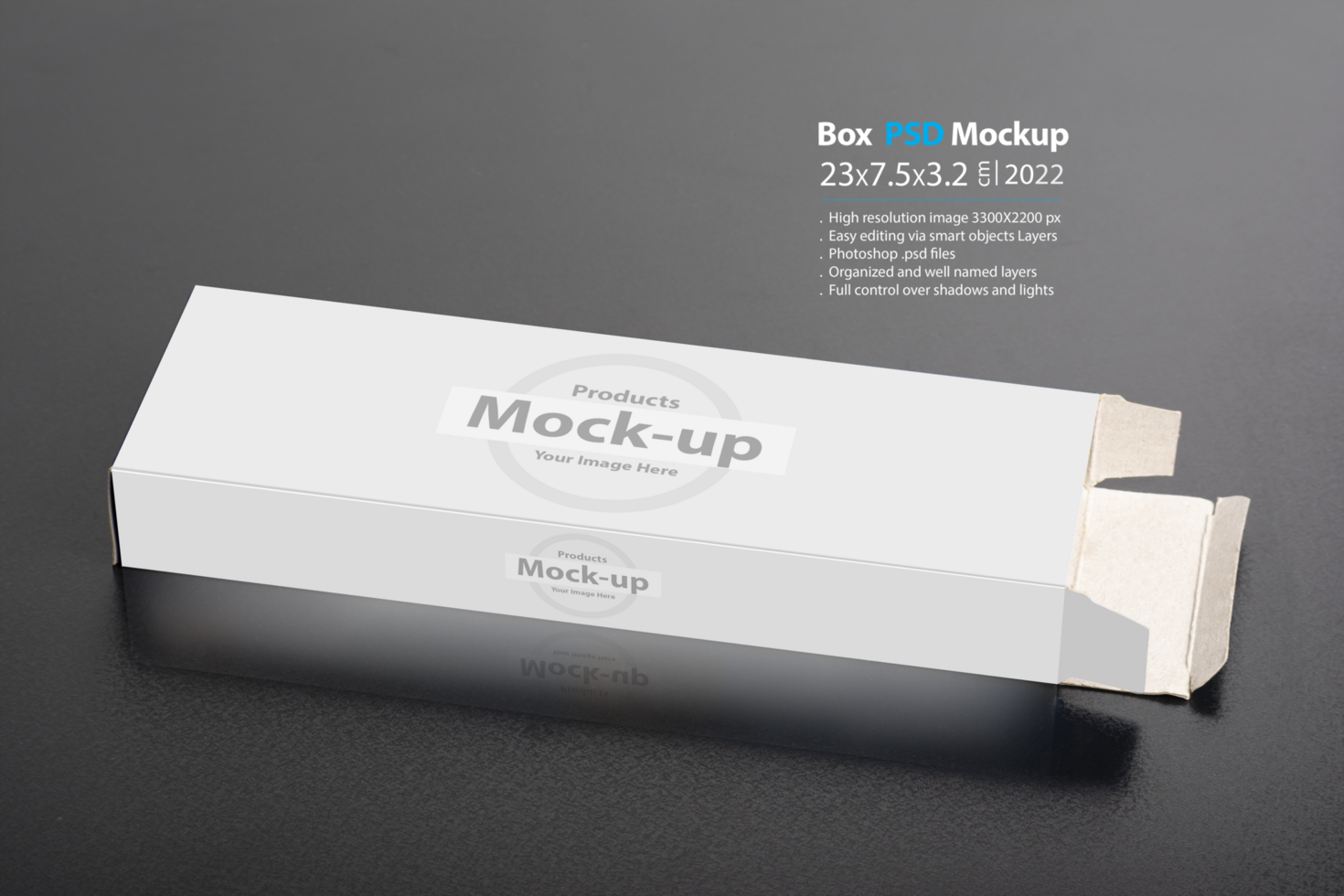 Rectangular chocolate box on a dark background psd