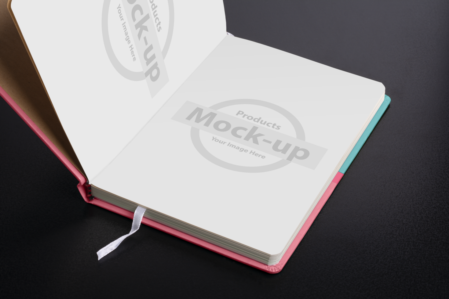 Opened daily planner notebook with smart object pages psd