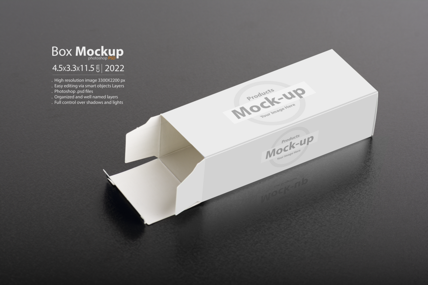 Opened empty pillbox on dark background psd
