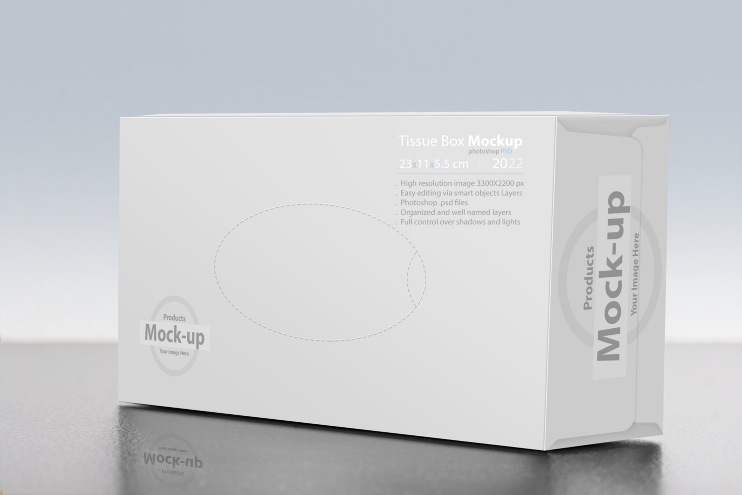 White blank tissue box on table psd