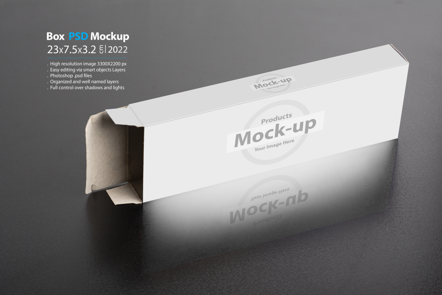 Rectangular chocolate box on a dark background psd