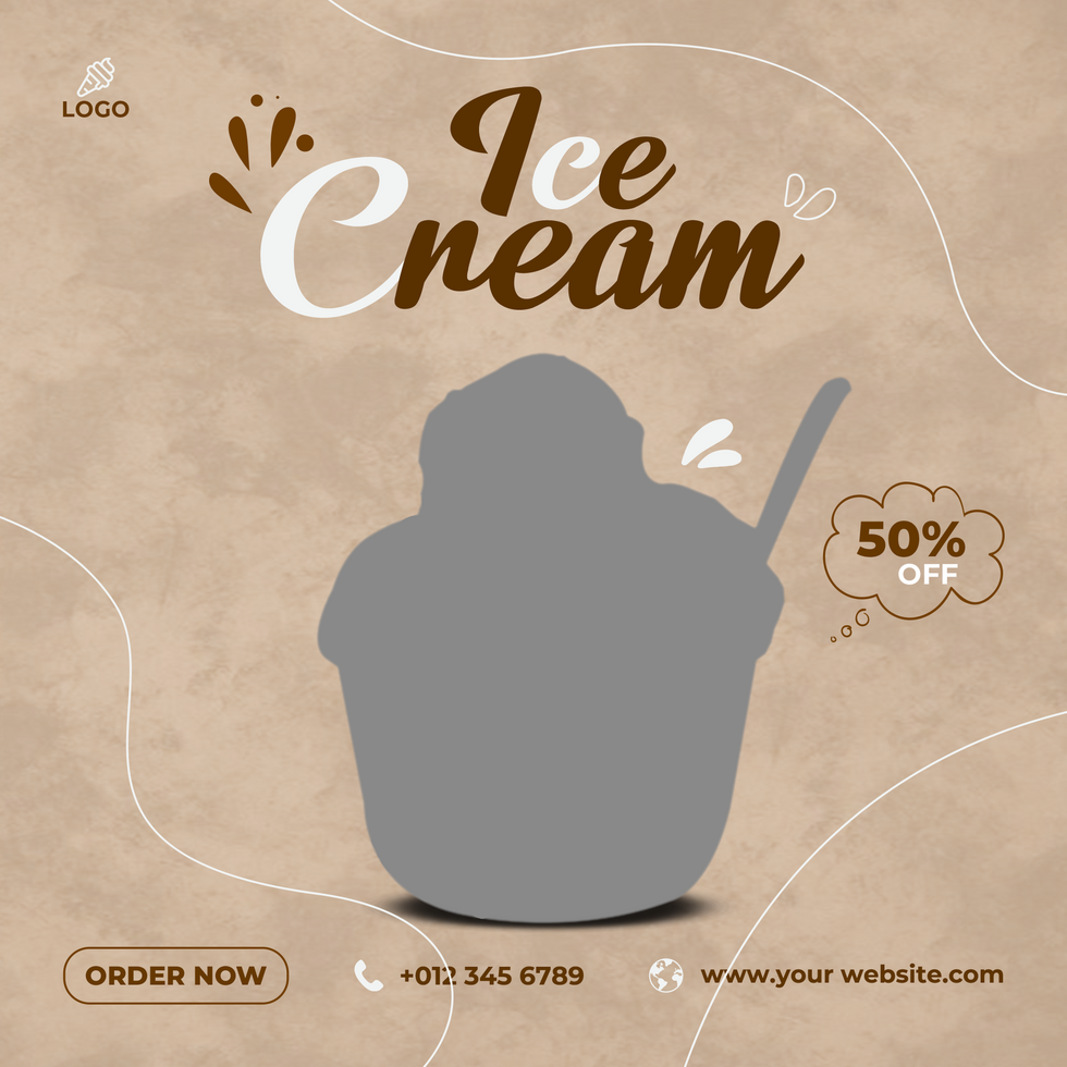 Ice cream social media post design template psd