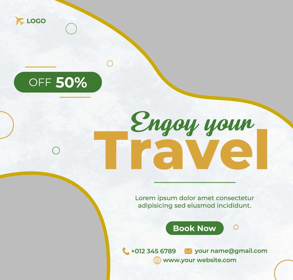 Post travel social media tourism agency banner post template design editable travel psd templet