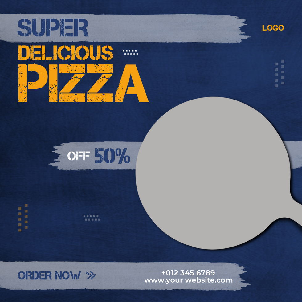 Food social media post and promotion banner design template. Pizza banner design template psd