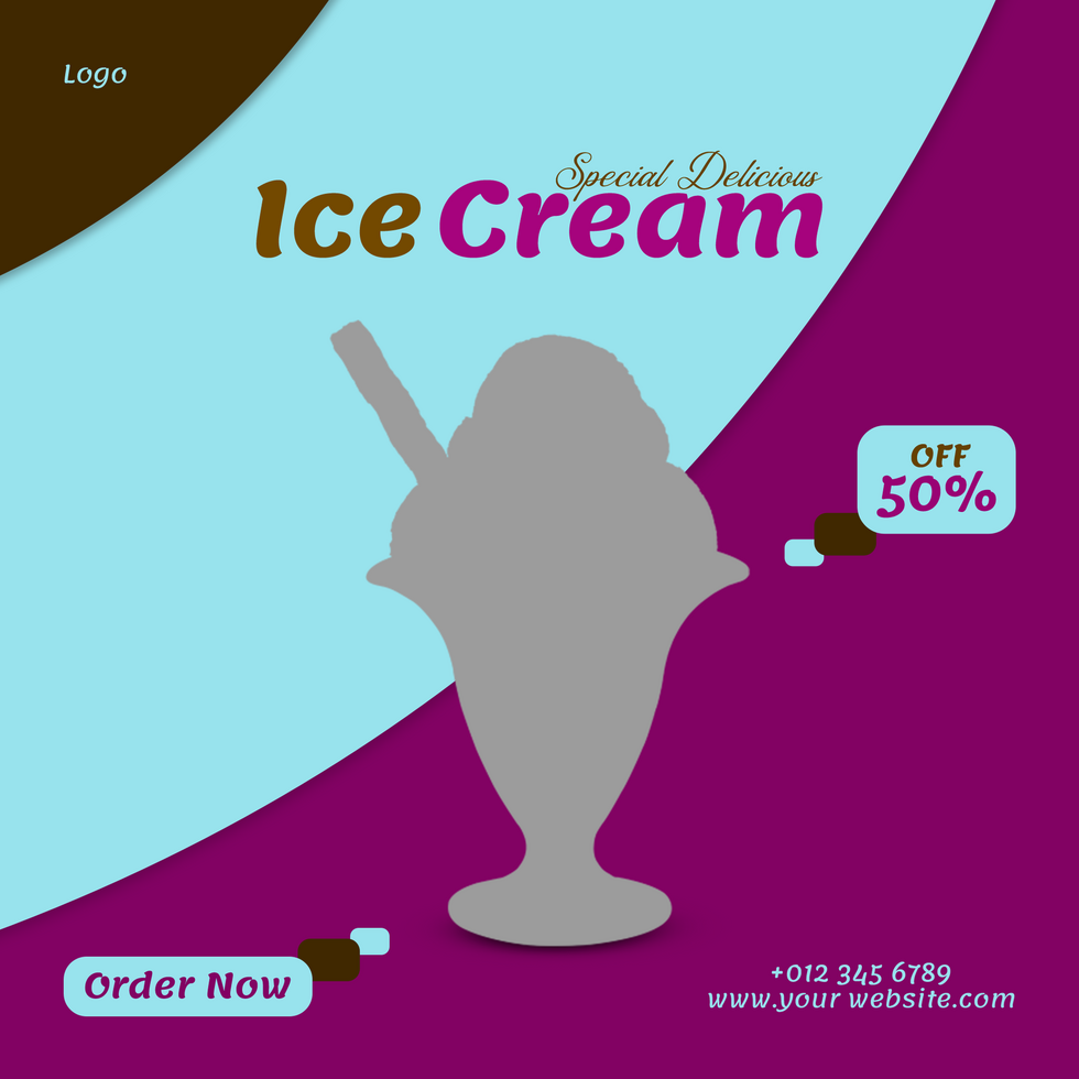 Summer Ice Cream post design, Food design, media post. psd