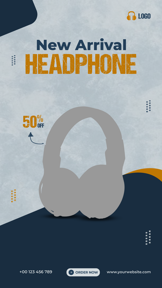 Headphone flash sale social media stories banner design template psd