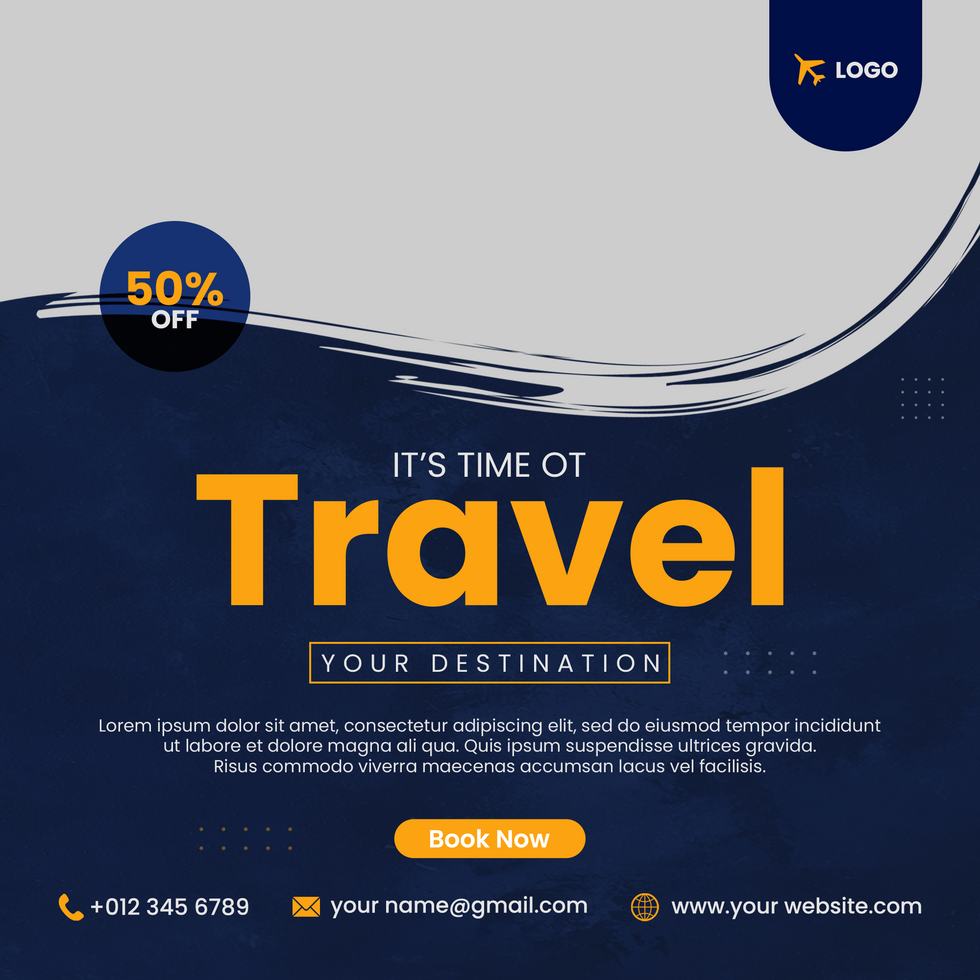 Post travel social media tourism agency banner post template design editable travel psd templet