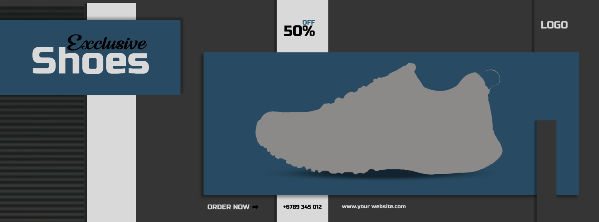 Sport shoes banner for website with button, ui design, vector illustration psd