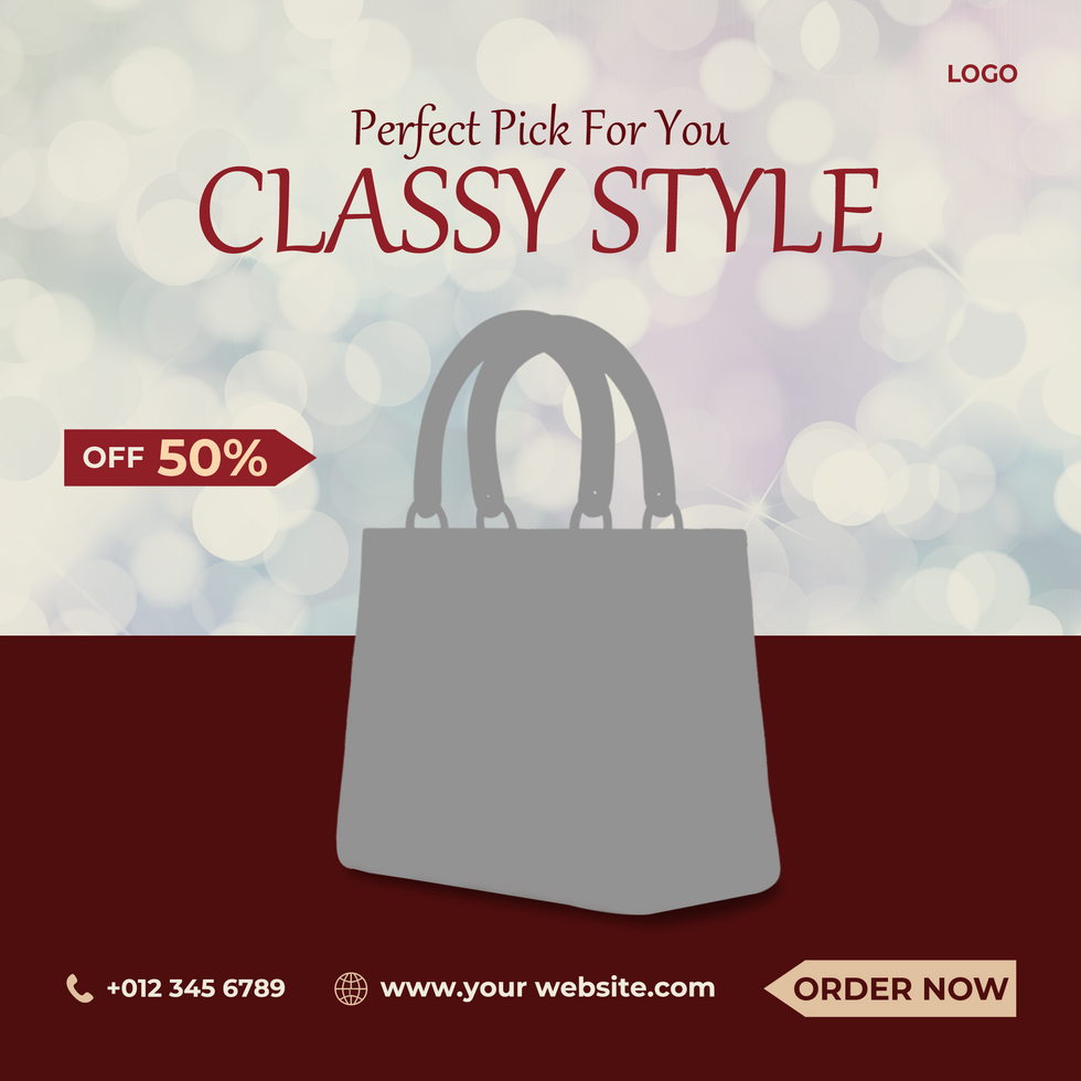 Social media post fashion bag or ladies bag sale banner layout flyer template psd