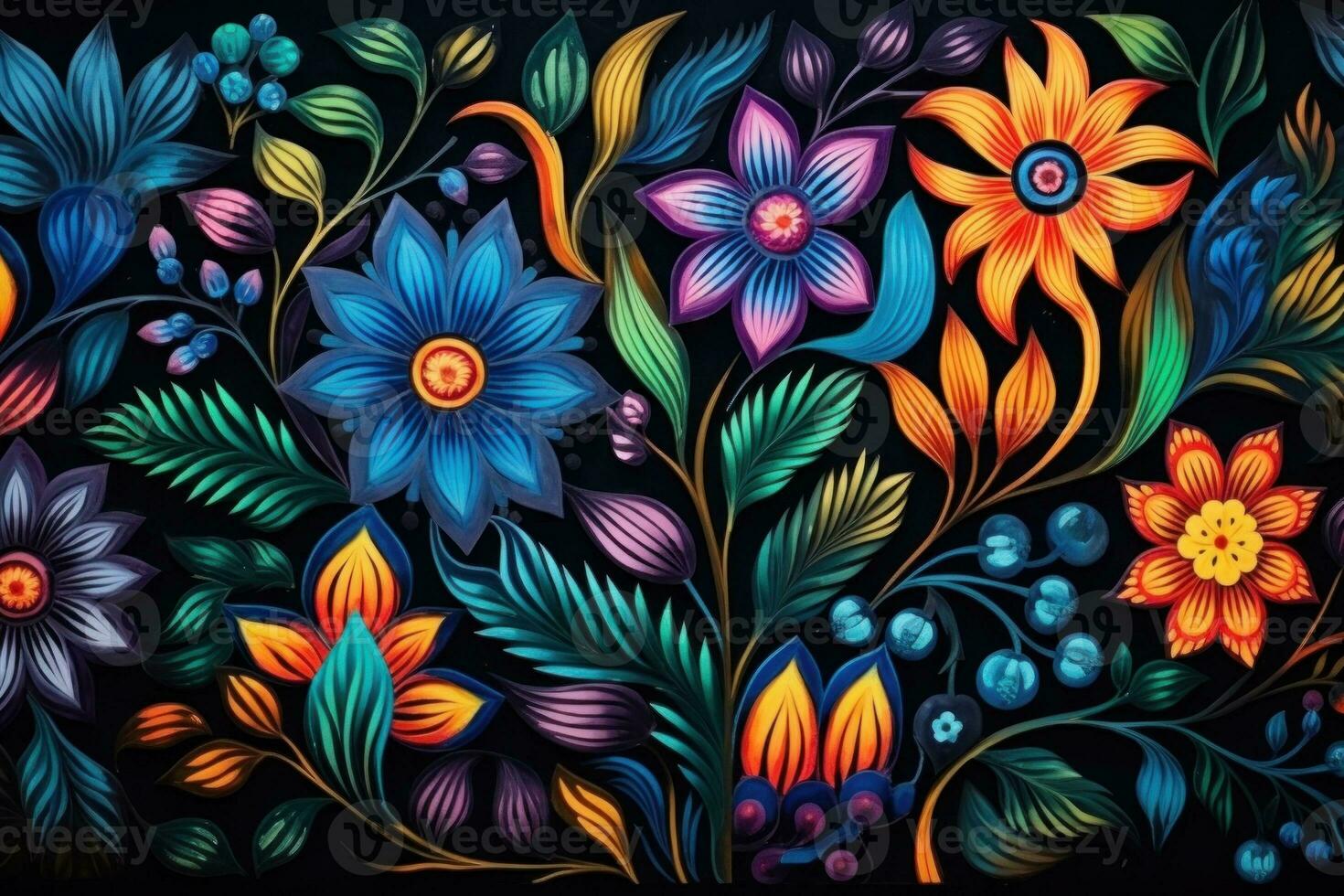 Drawn floral pattern photo