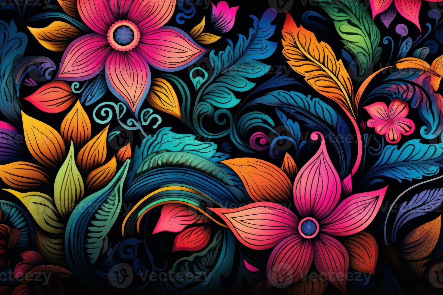 Drawn floral pattern photo