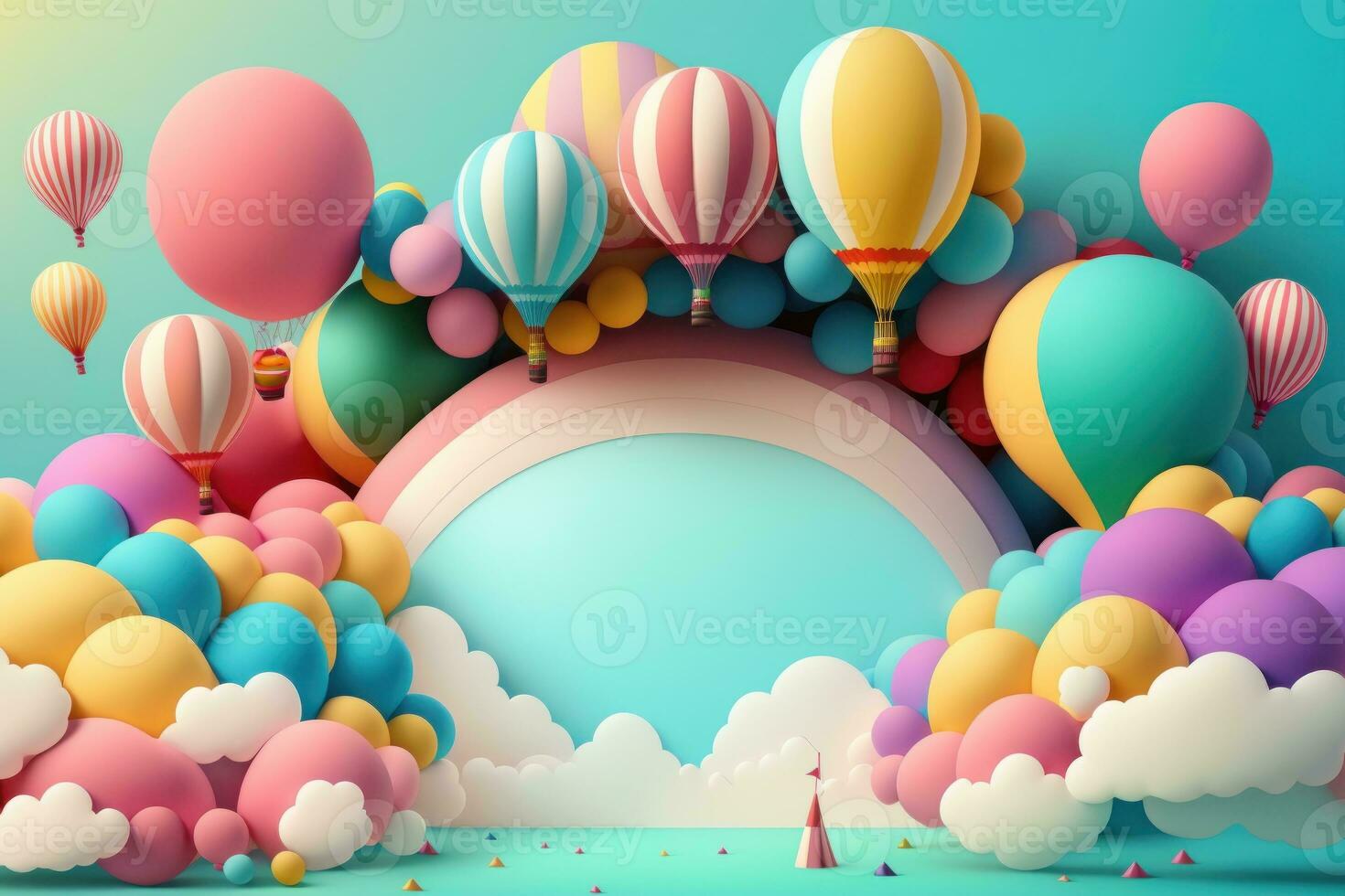 3D background with balloons and copy space photo