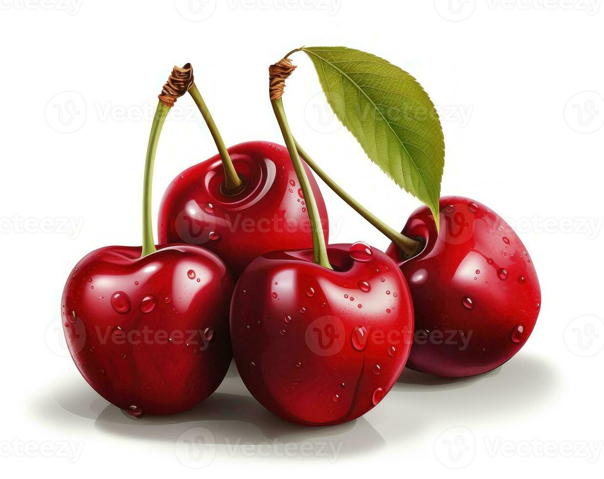 Red cherries isolated photo