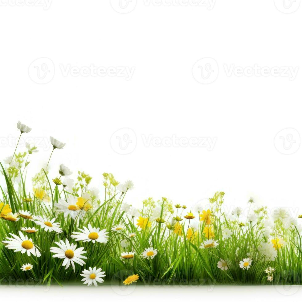 Spring grass and flowers background photo