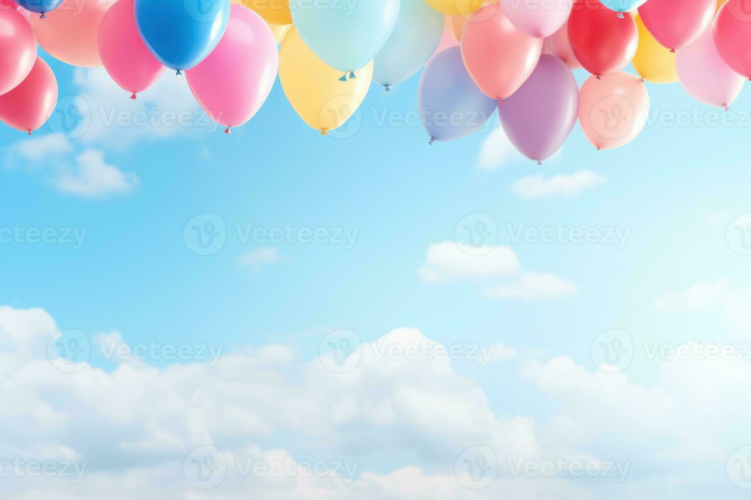 3D background with balloons and copy space photo