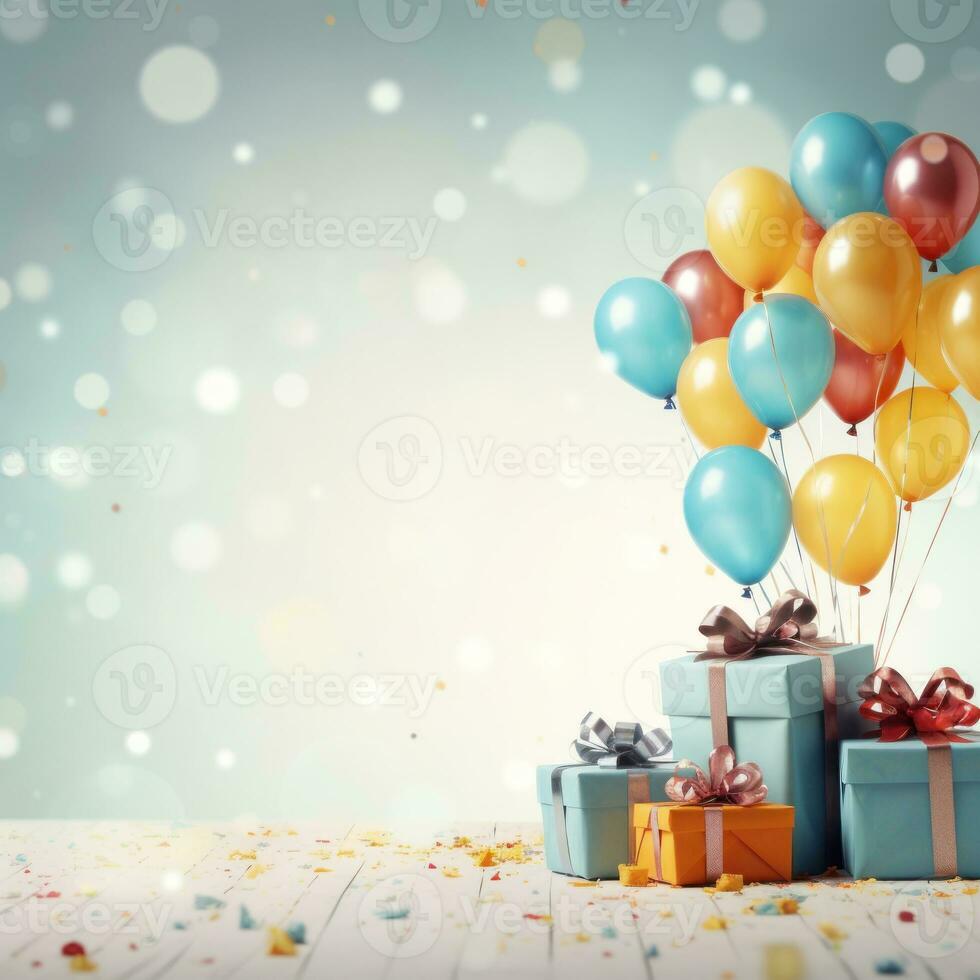 Birthday background with balloons photo