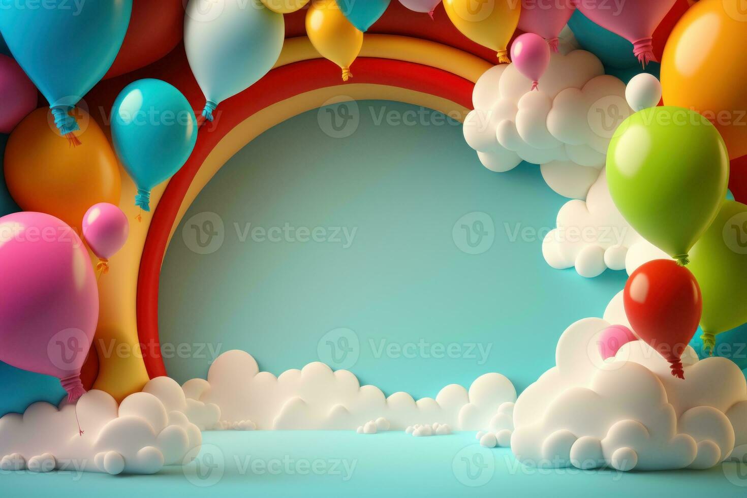 3D background with balloons and copy space photo