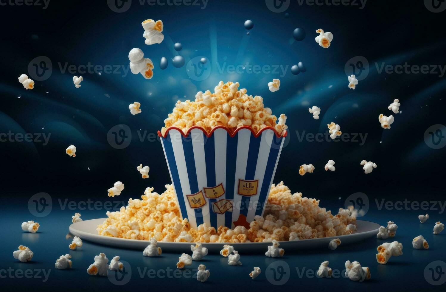 Vivid movie background with pop corn photo