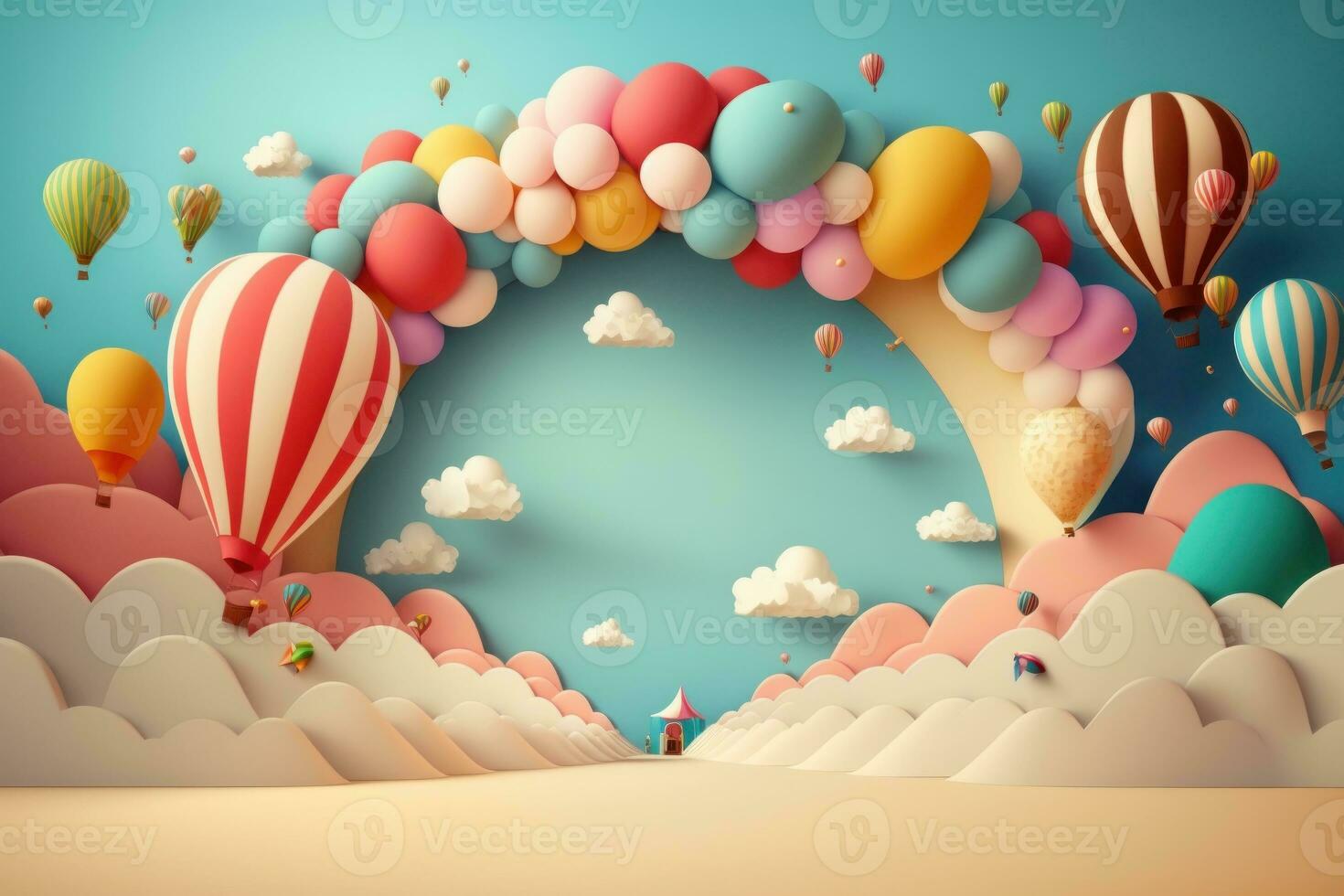 3D background with balloons and copy space photo