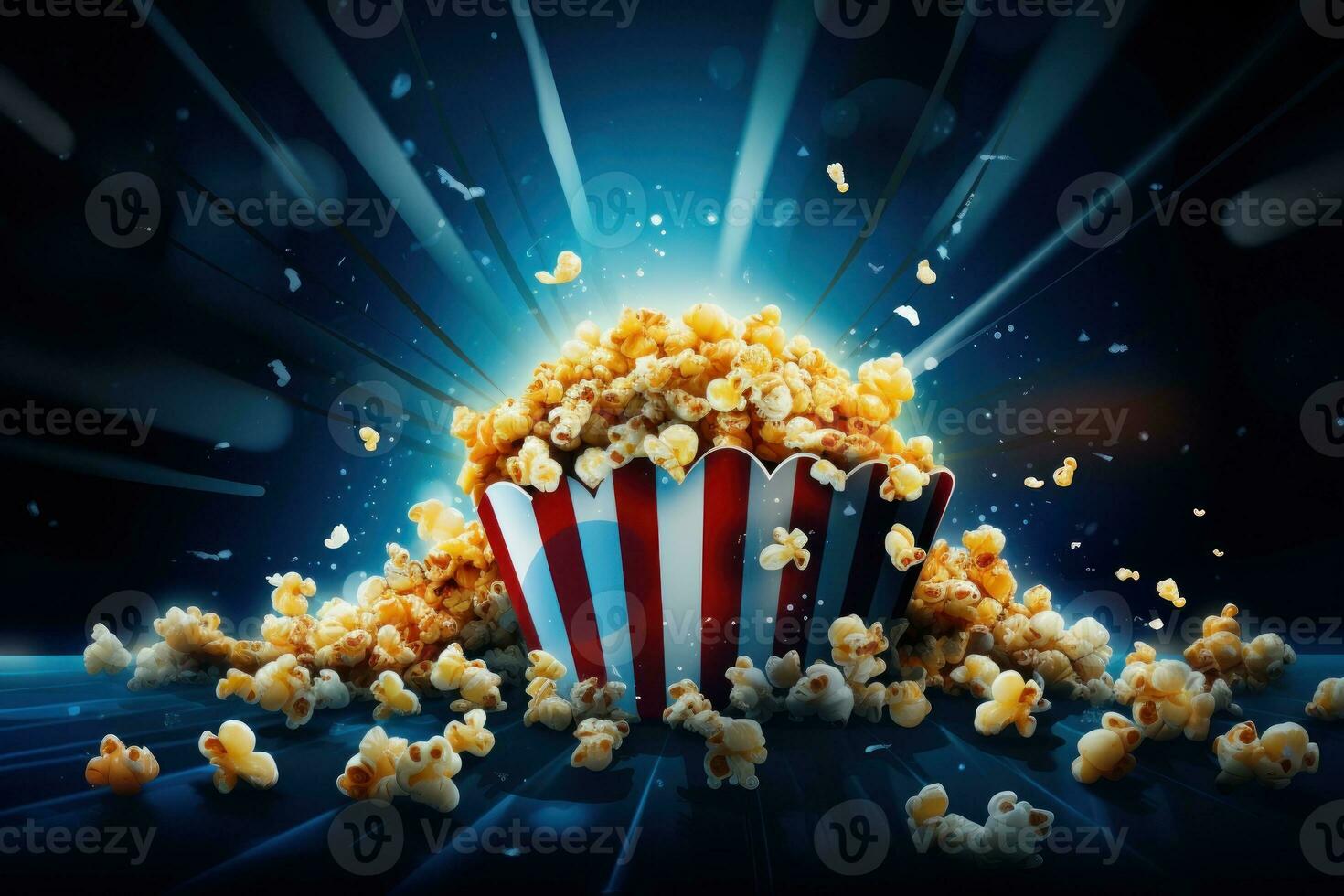 Vivid movie background with pop corn photo