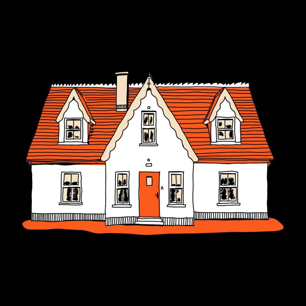 house illustration hand drawn with color vector