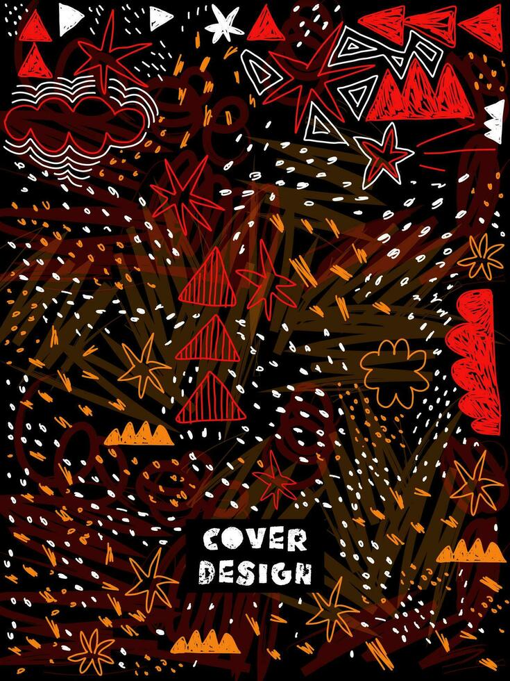cover design template. abstract doodle hand drawn light color in the dark vector