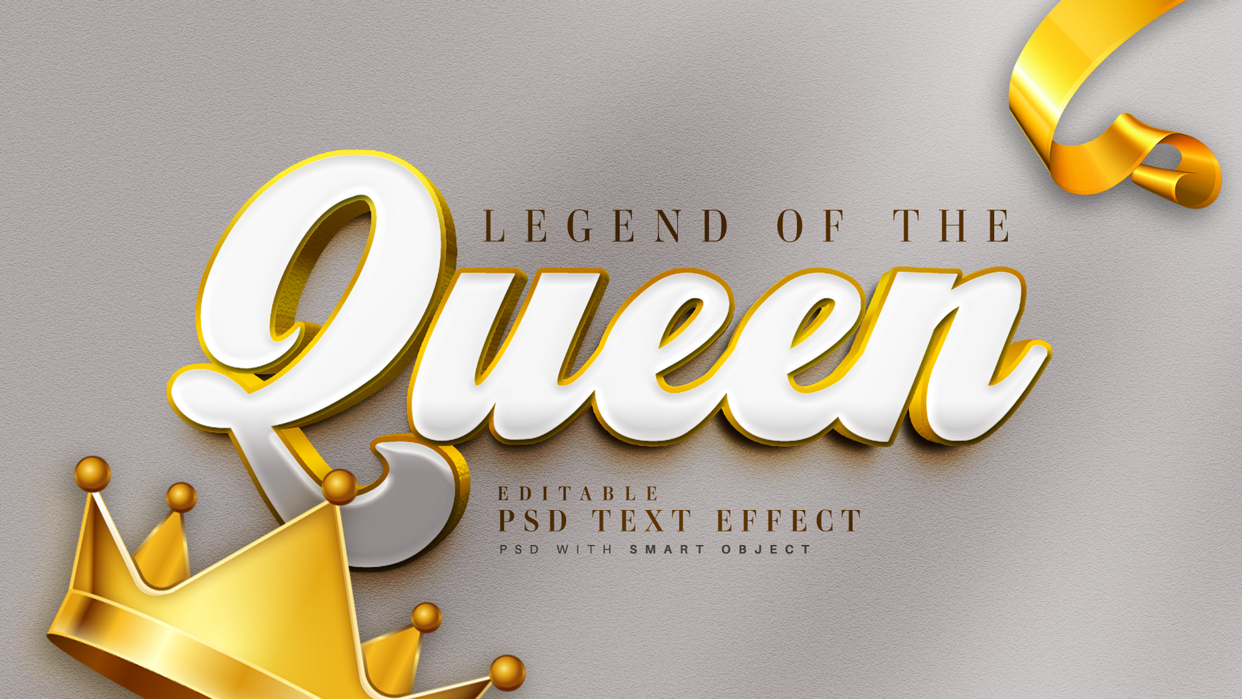 Queen Gold Text Effect psd