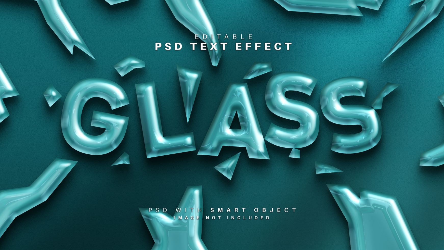 cassé verre 3d brillant texte effet psd