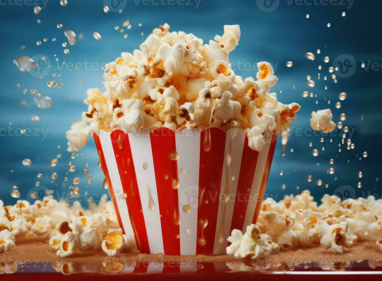 Popcorn on a vivid background photo