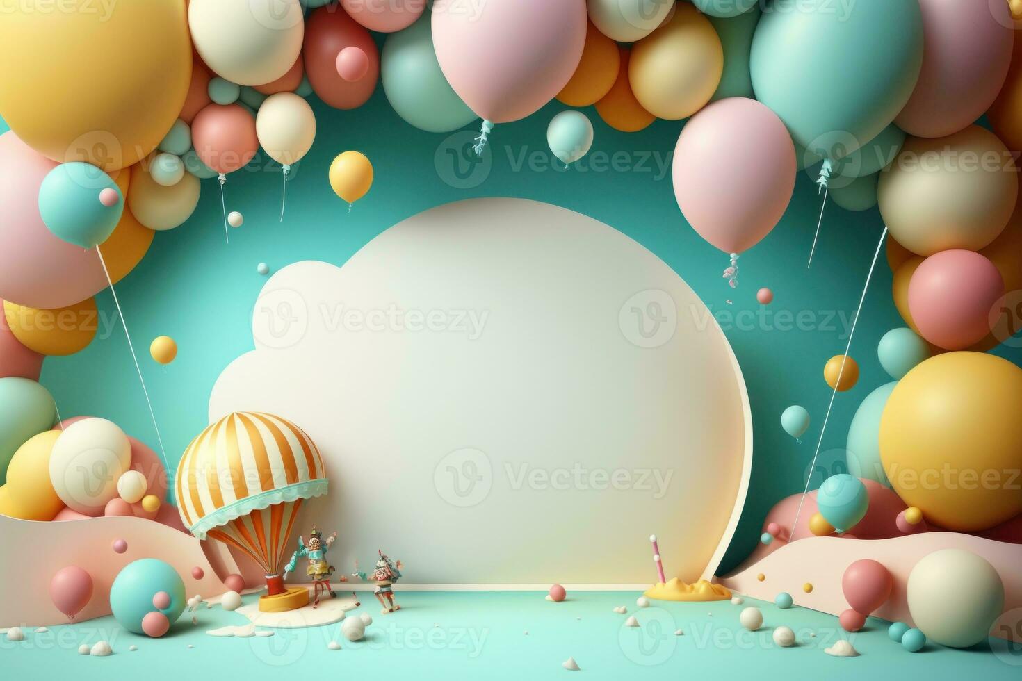 3D background with balloons and copy space photo