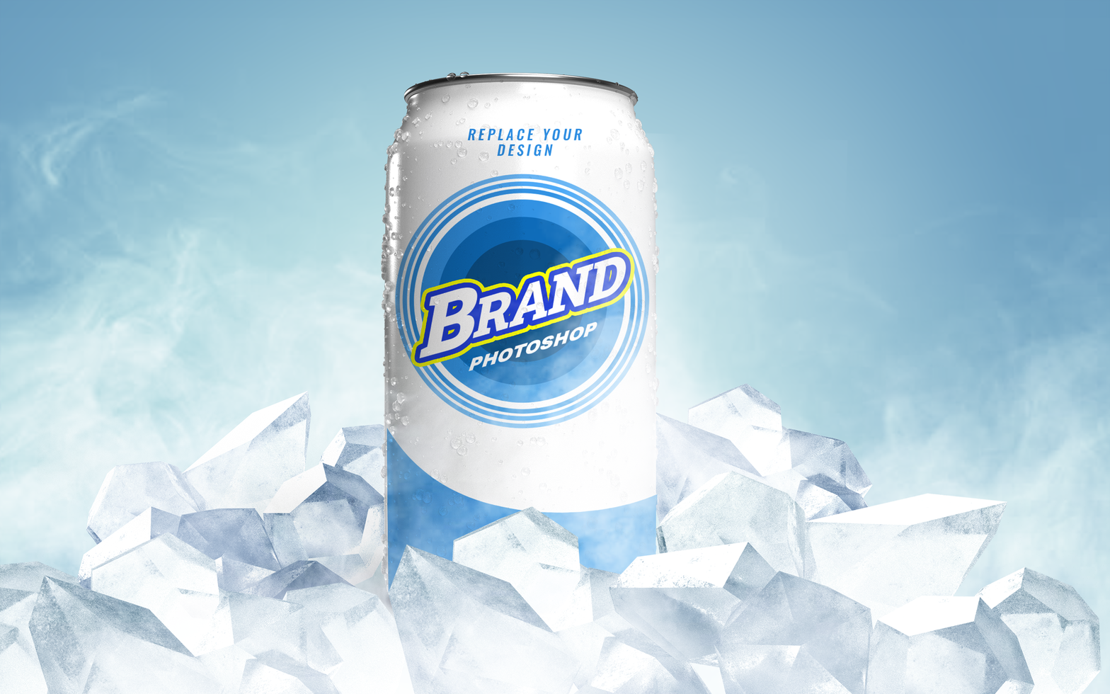 Can in ice frozen mockup psd