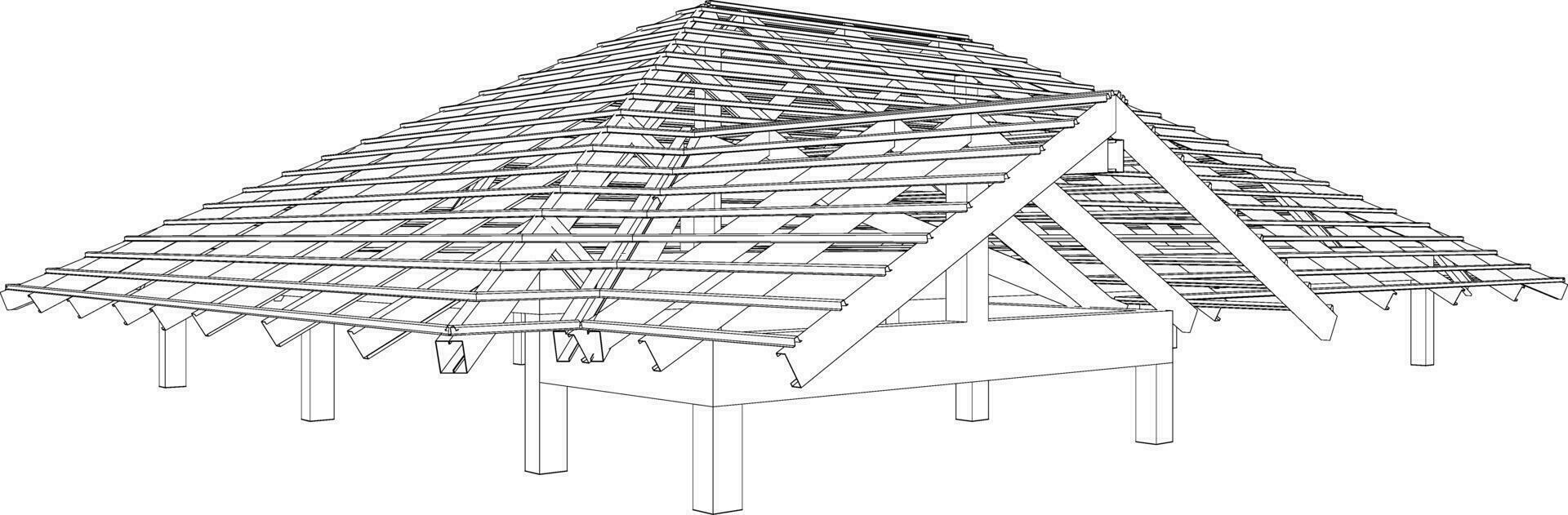3D illustration of building structure vector