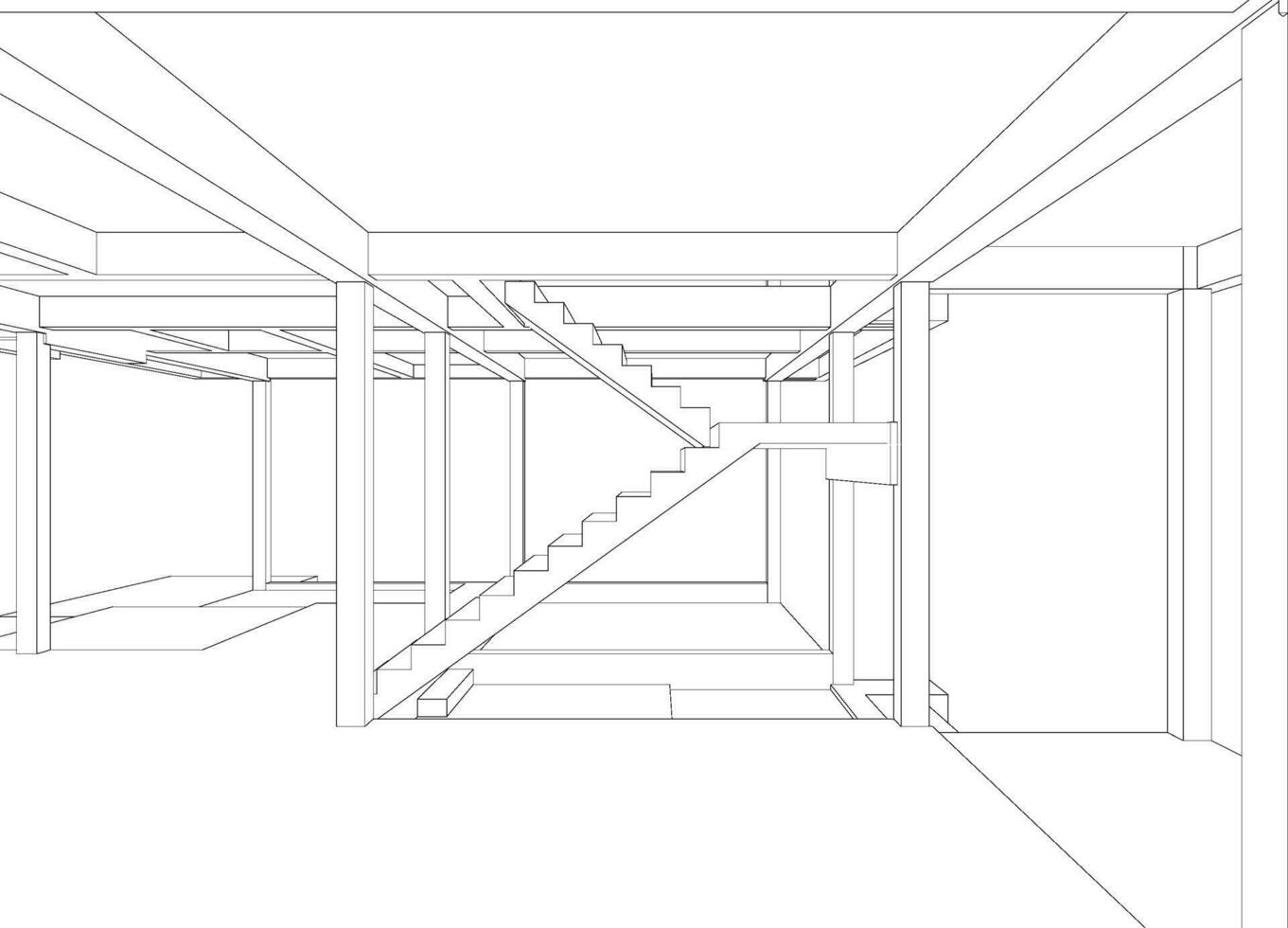 3D illustration of building structure vector