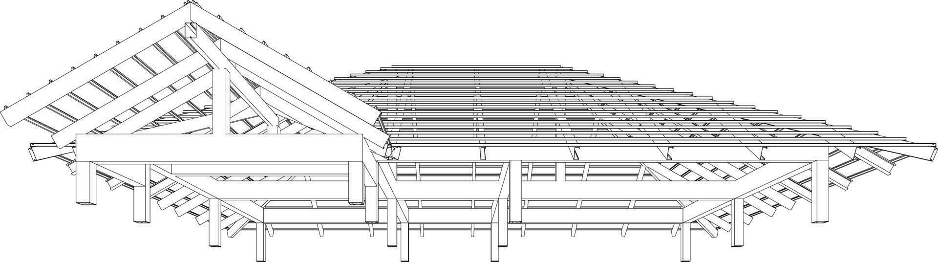 3D illustration of building structure vector