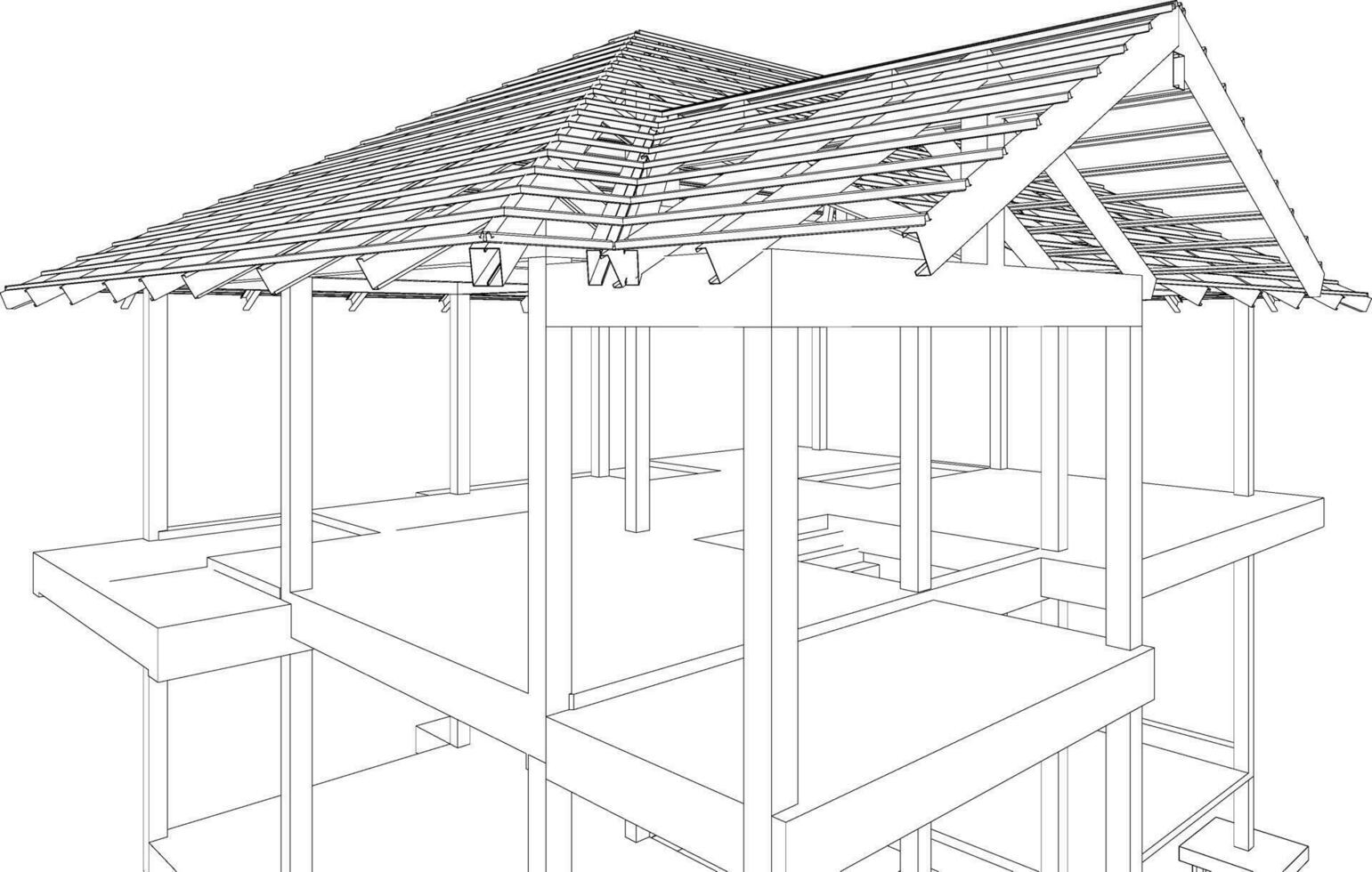 3D illustration of building structure vector