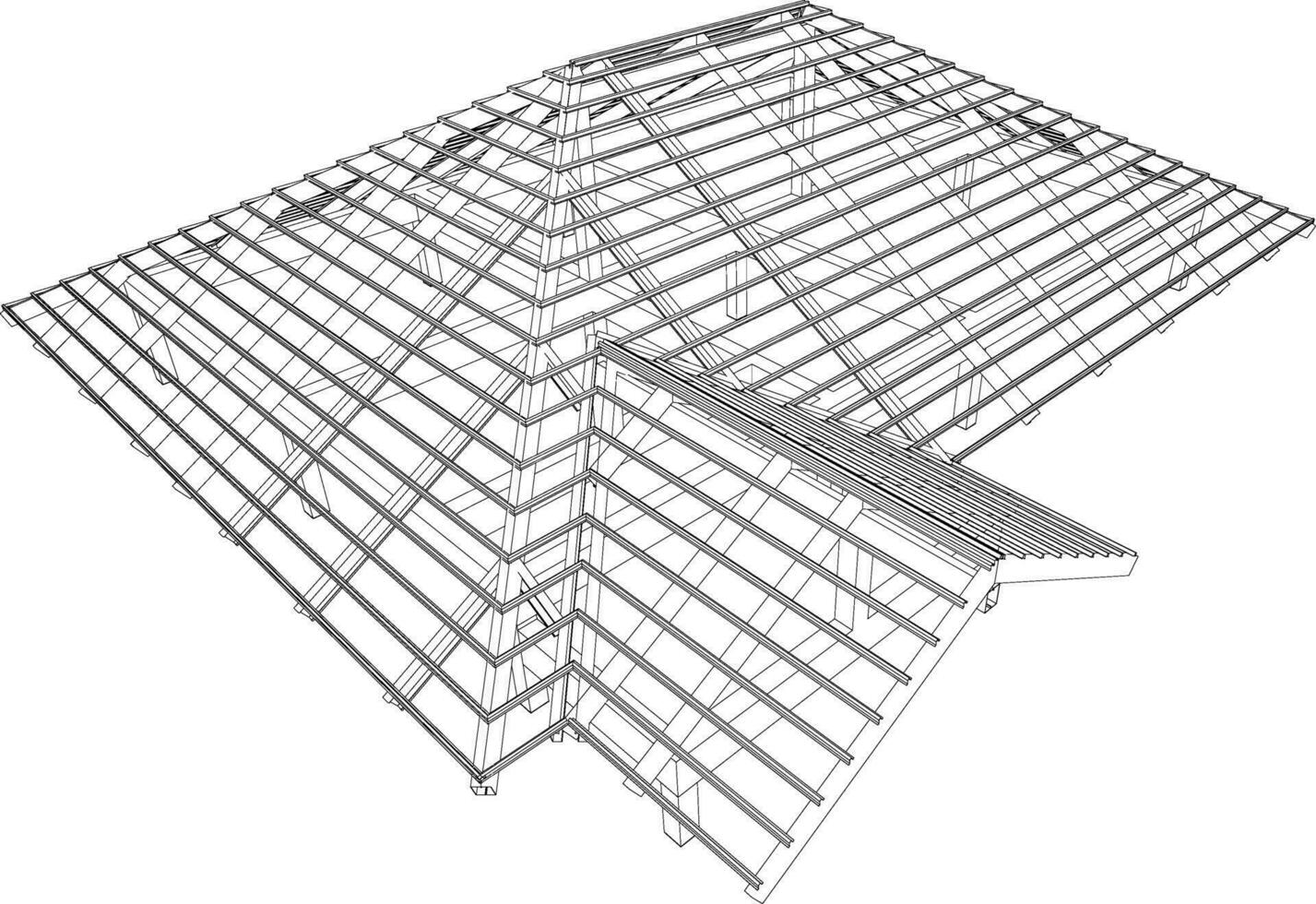 3D illustration of building structure vector