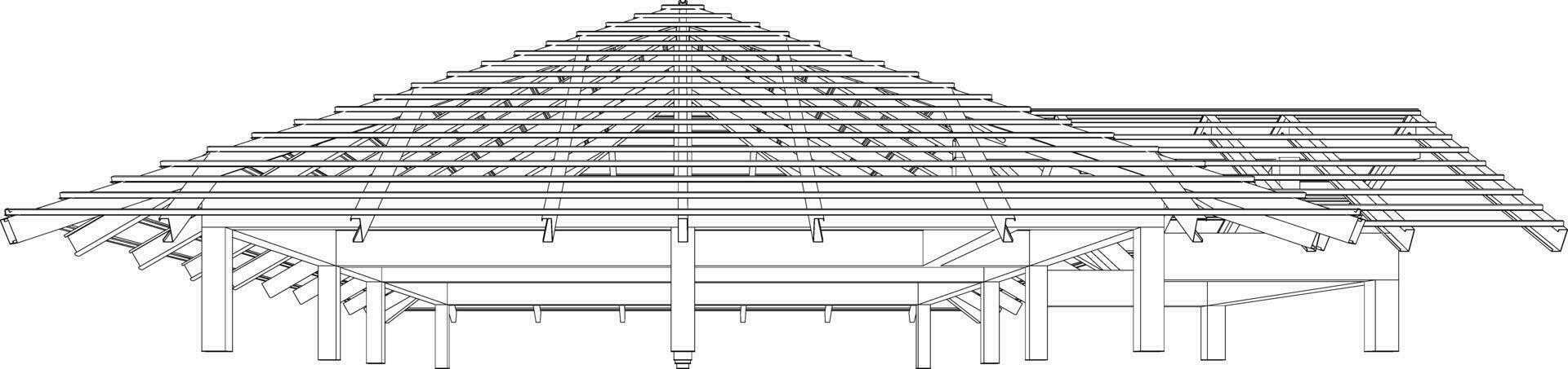 3D illustration of building structure vector