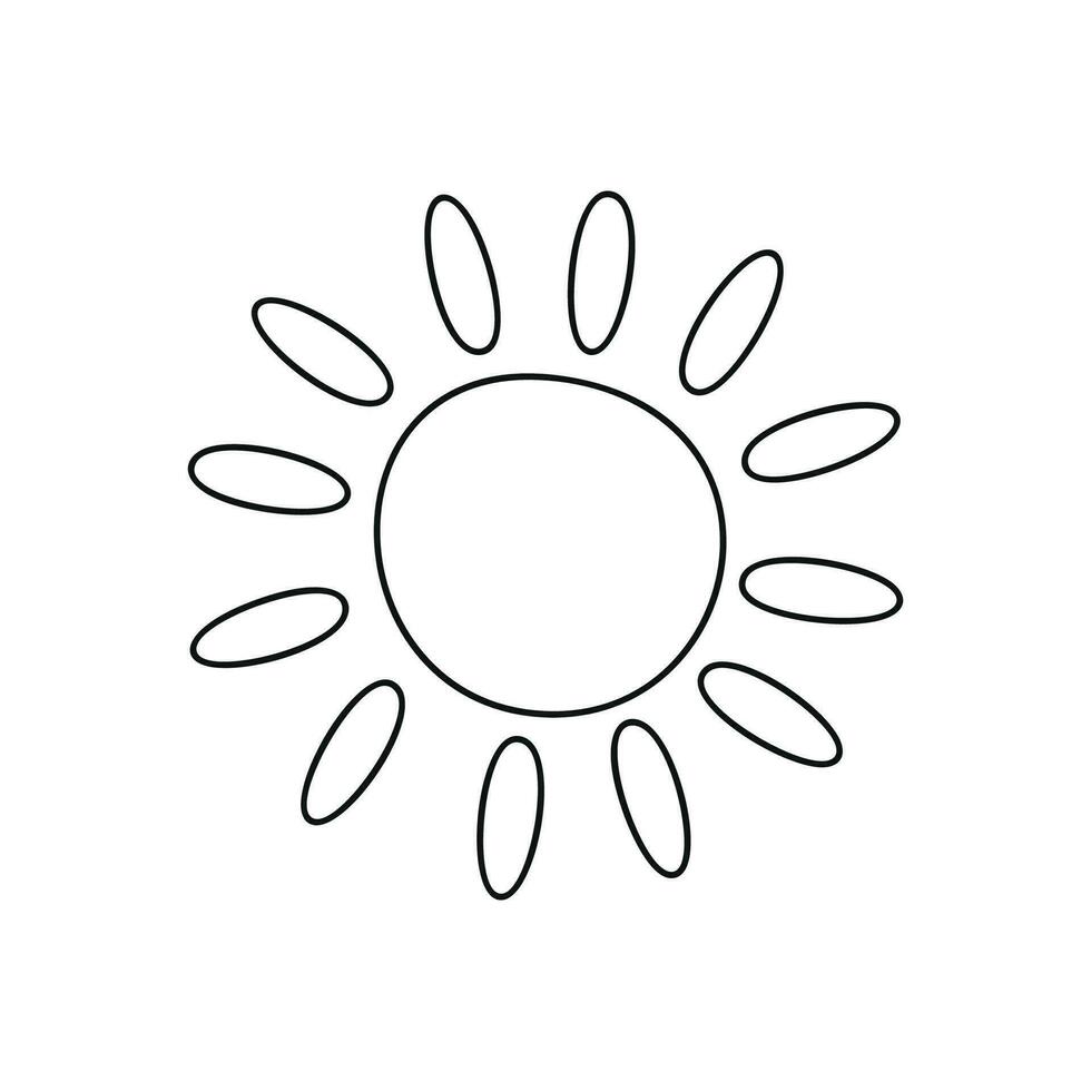 Hand drawn linear vector illustration of sun