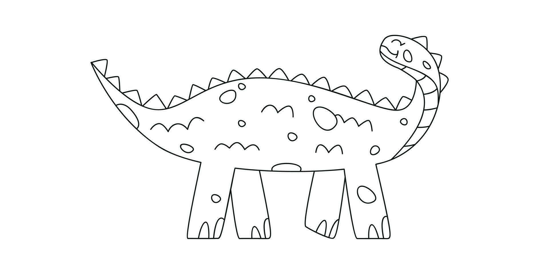 Hand drawn linear vector illustration of scelidosaurus dinosaur