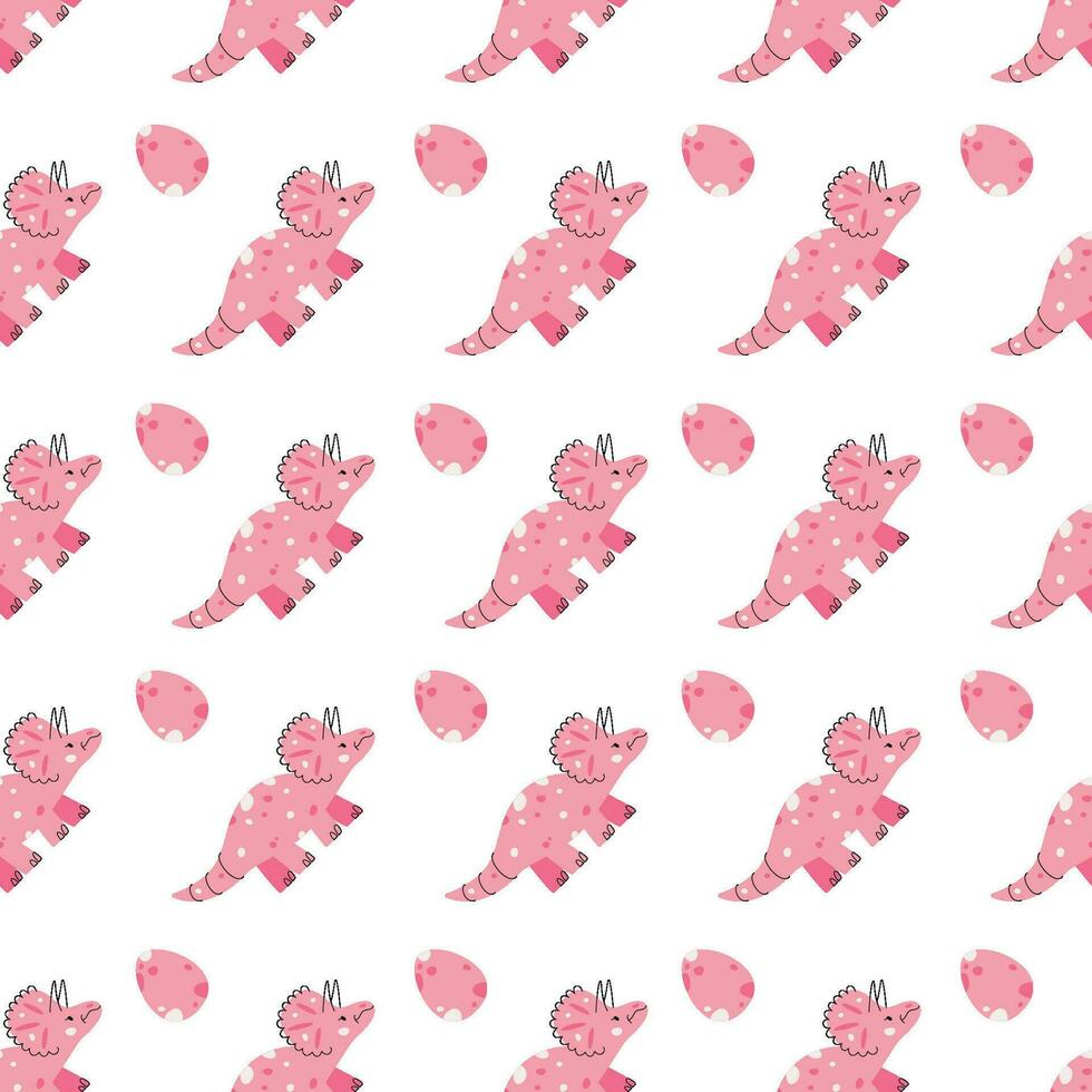 Vector seamless pattern with dinosaur and egg